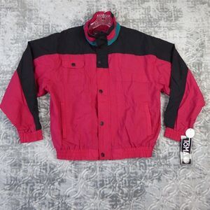 New Vintage Toma Jacket Womens Large Red Lightweight Windbreaker Full Zip